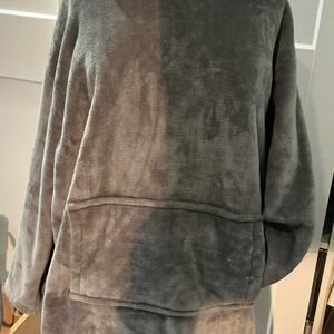 Oversized Sherpa Lined Plush Gray Hoodie